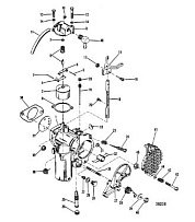 Карбюратор в сборе 2-х тактного ПЛМ MERCURY 40 M Серийный номер от 8064750 и выше